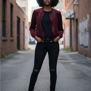 a.n.a Deep  Burgundy  Bomber Jacket